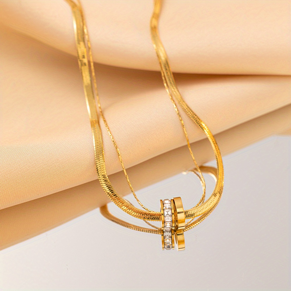 18k Golden Plated Women'S Double Layer Round Necklace